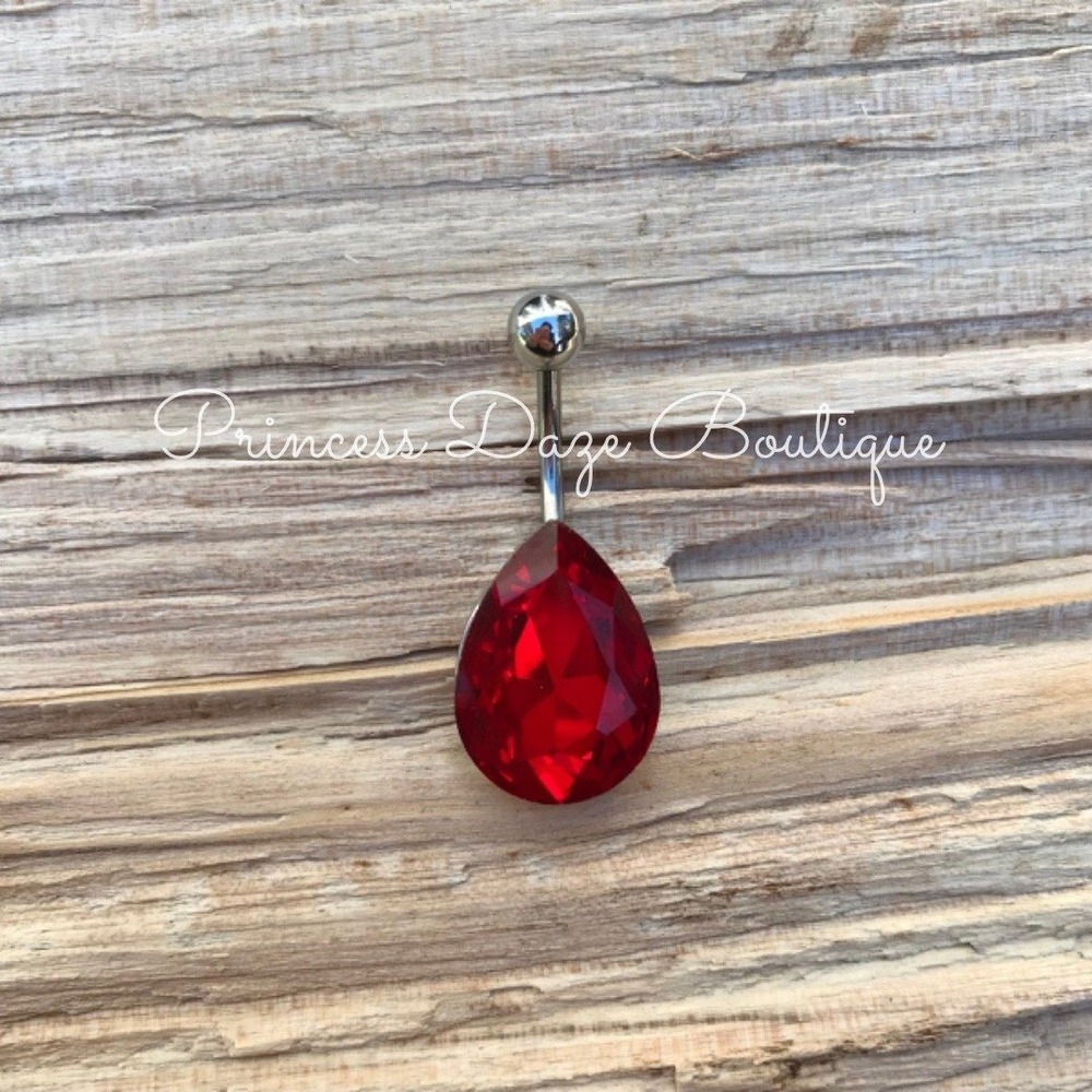 Red Teardrop Belly Button Ring